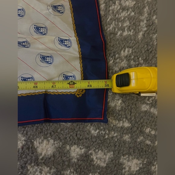 Holland America nautical 100% silk scarf Blue and White Patterned Scarf (D-308) - Picture 9 of 11